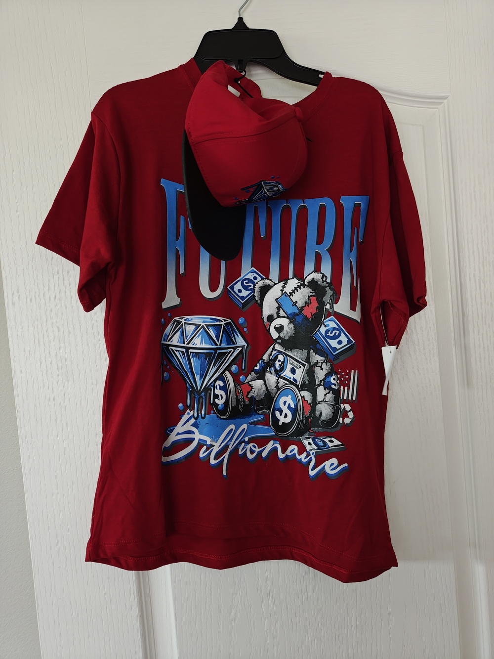 Kids Red Graphic Tee with 'Future Billionaire' Print